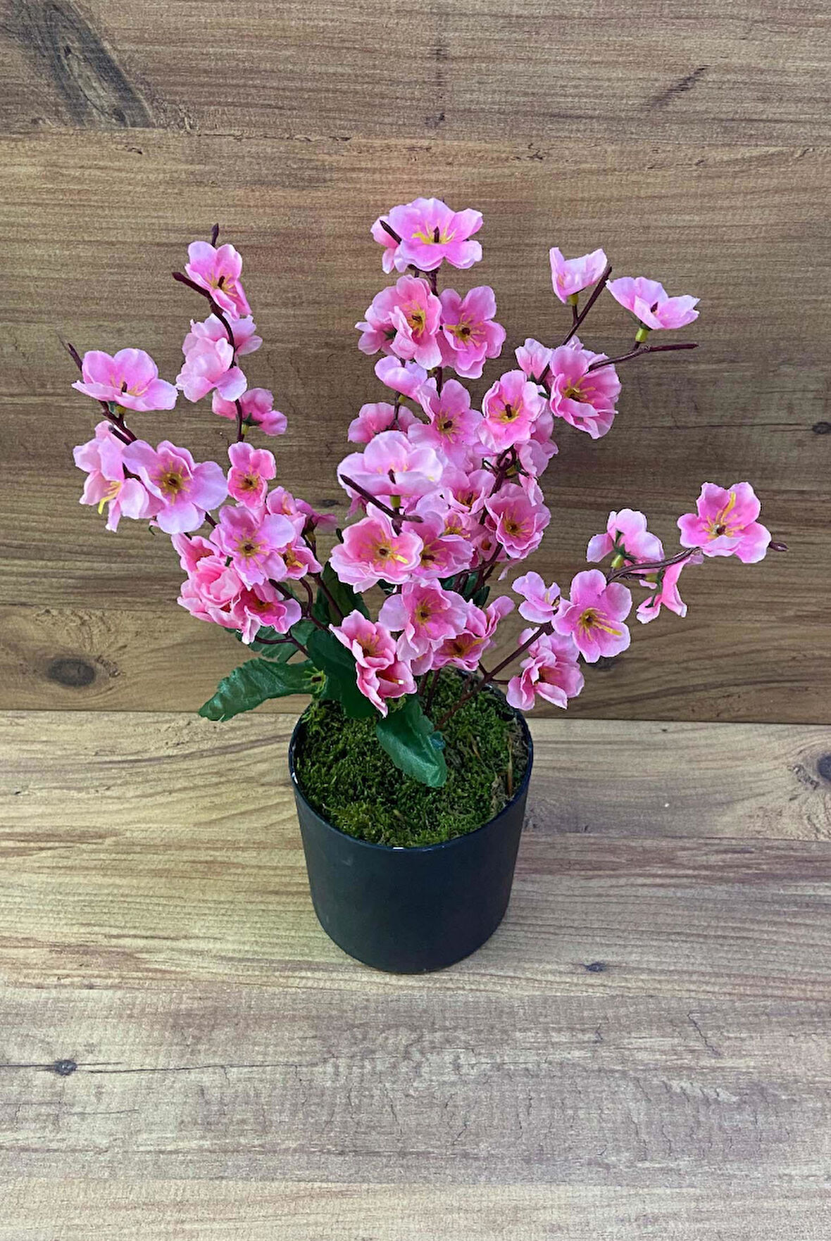 Yapay Çiçek Dekoratif Bahar Dalı Plastik Saksı