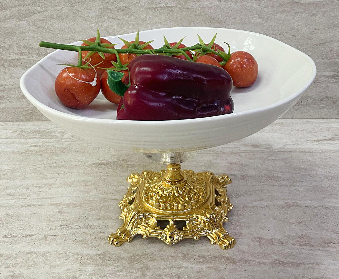 Porselen Ayaklı Bol Kase Gold Ayaklı 25 CM