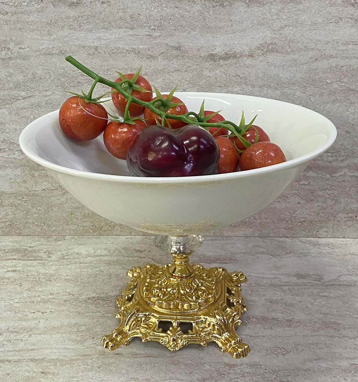 Porselen Ayaklı Bol Kase Gold Ayaklı 23 CM