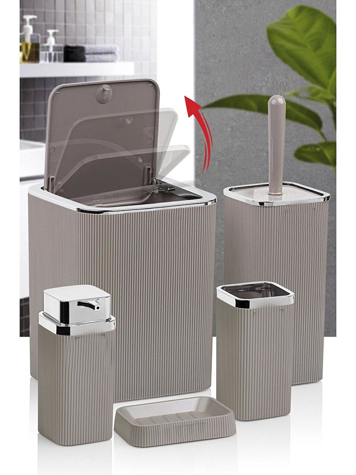 Banyo Seti Plastik Vizon Renk 5 Parça 