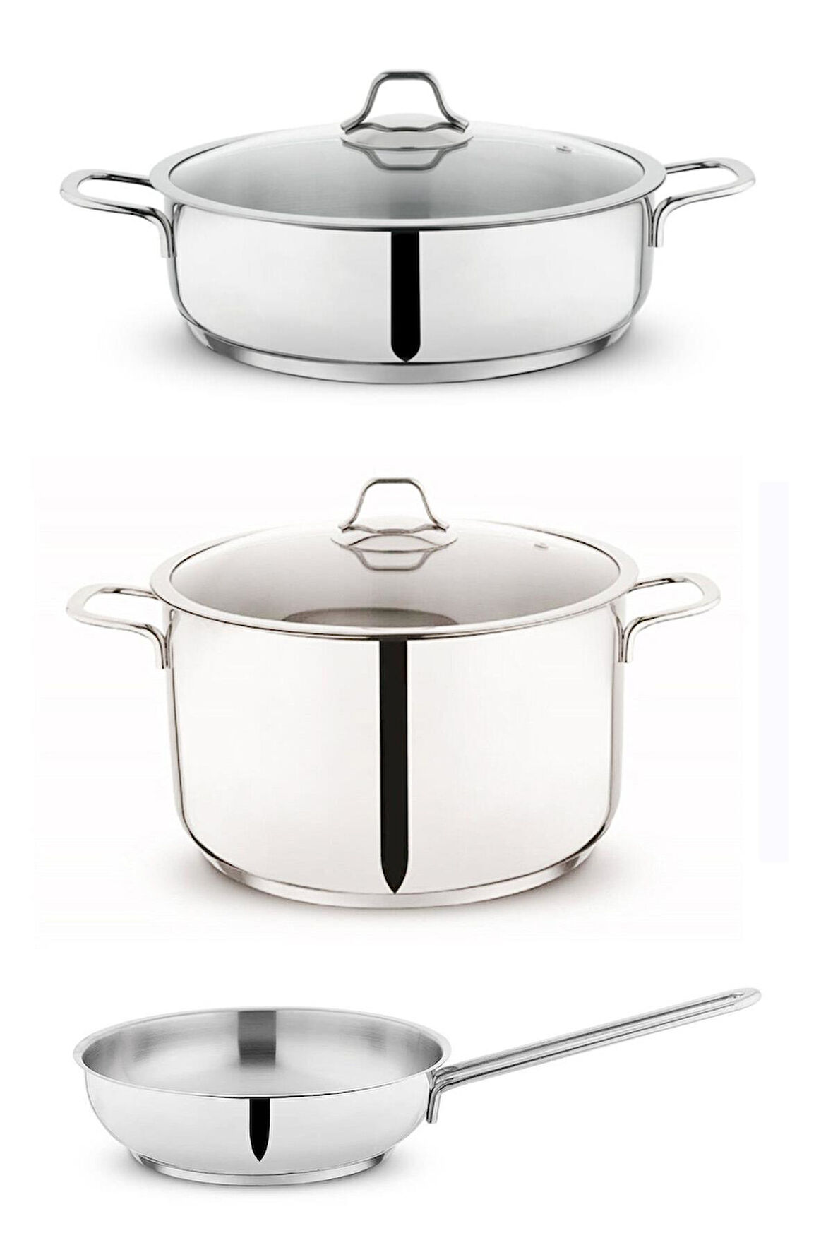 Held 26 CM Çelik Tencere Takımı Derin Tencere-Basık Tencere-Çelik Tava Sc ha fer