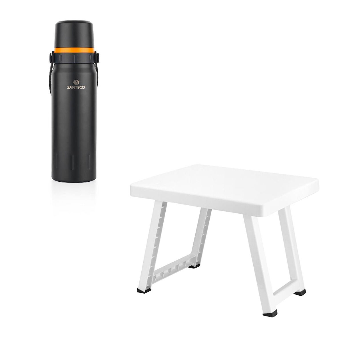 Çelik Termos 1200 ML Siyah ve Plastik Katlanır Masa
