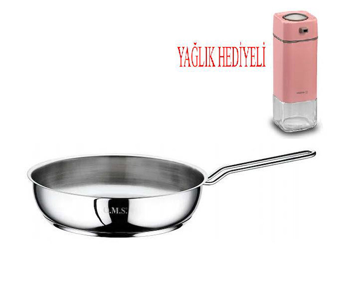 Çelik Tava 26x6 CM Ve Pembe Sosluk Yağlık