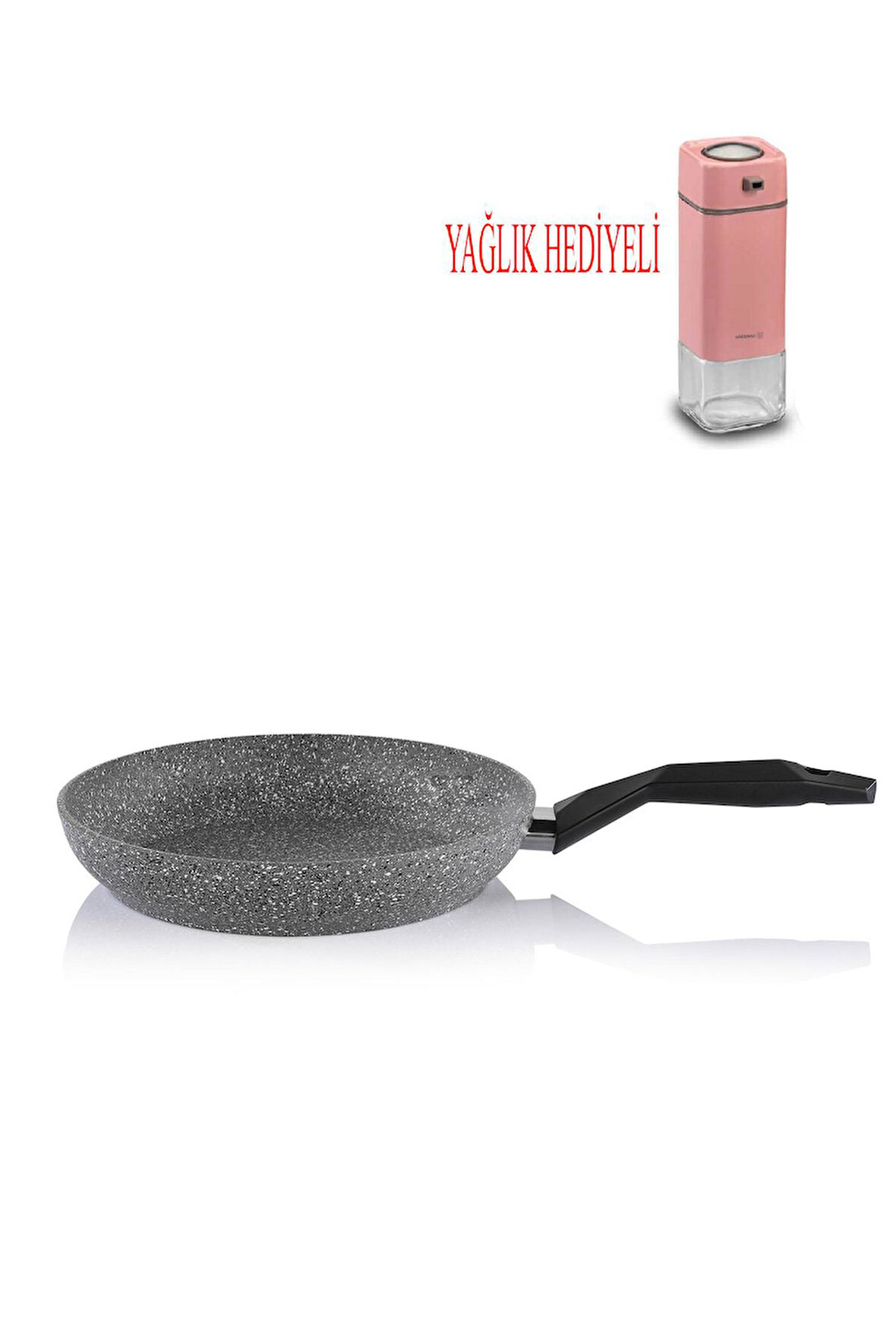 Cory Granit Tava 24 CM ve Pembe Yağlık Sosluk