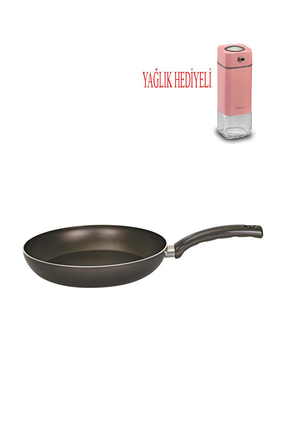Mehtap Teflon Tava 24 CM ve Pembe Yağdanlık