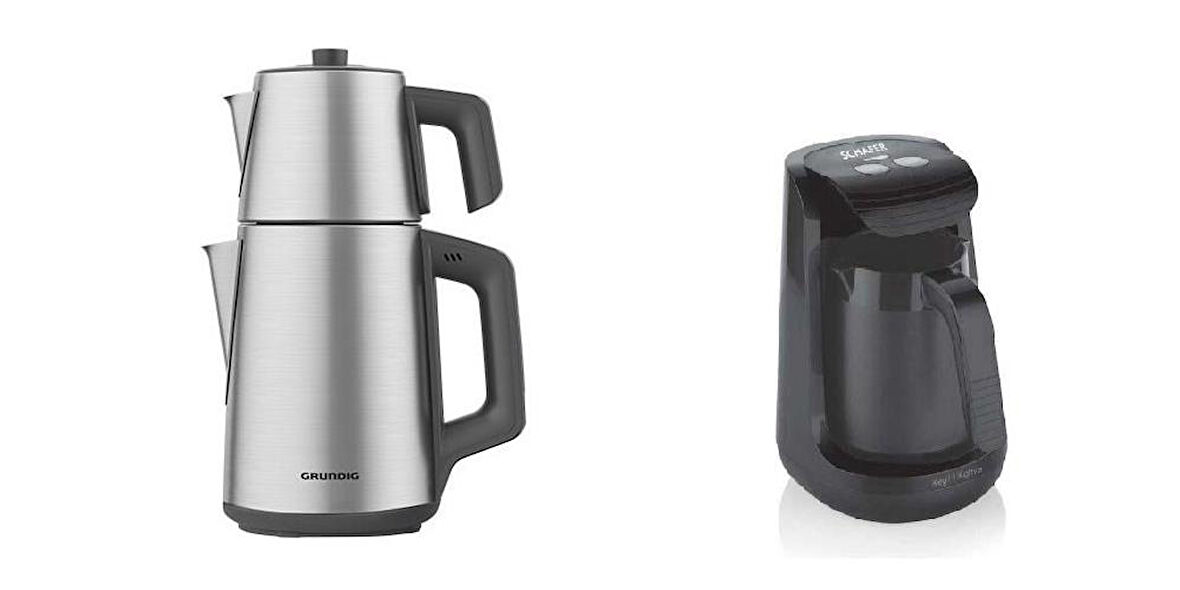 Grundig İnox Çay Makinesi ve Schafer Türk Kahve Makinesi