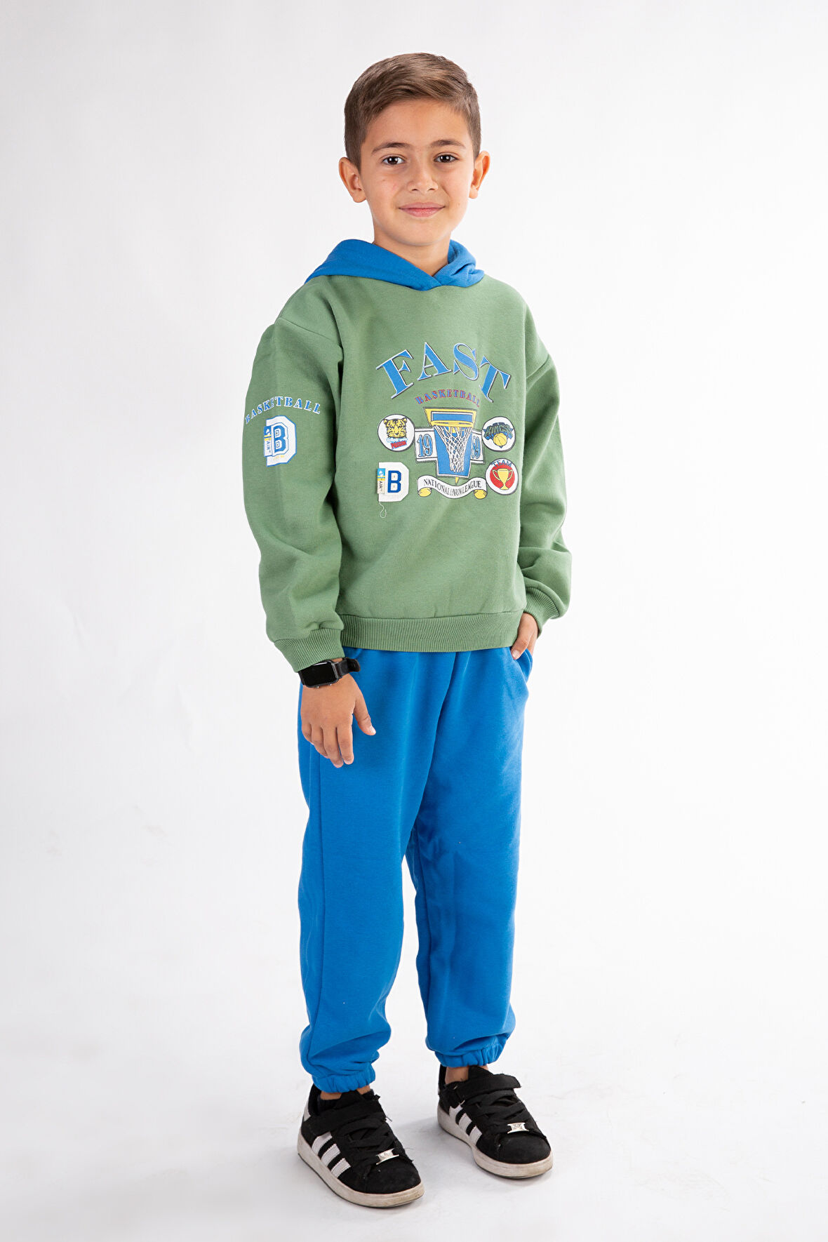 Erkek Çocuk Baskılı Kapşonlu Eşofman Takımı