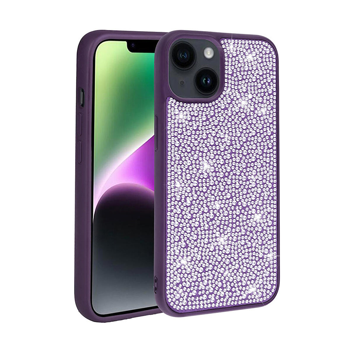 Gpack Apple iPhone 14 Kılıf Diamond Parlak Taşlı Ston Kapak Silikon