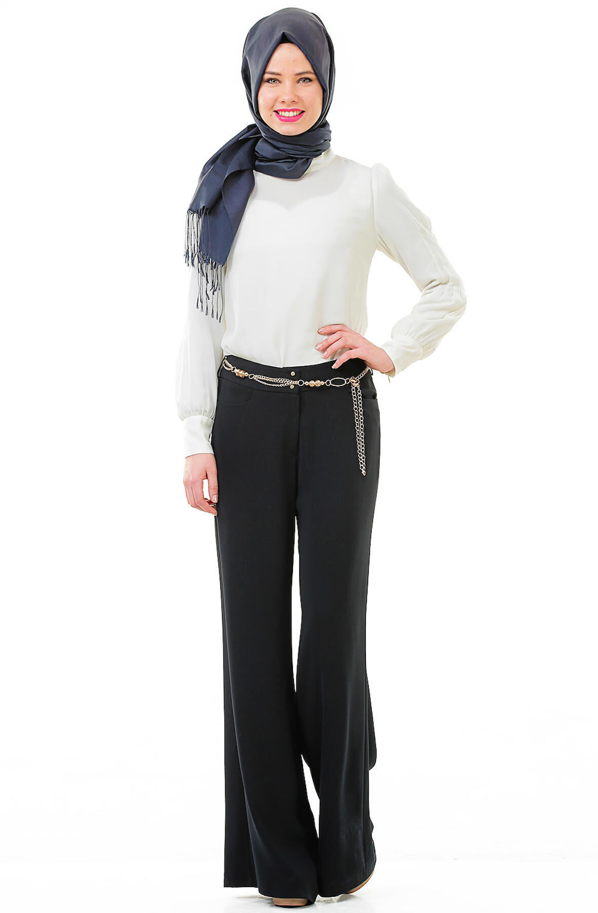 SORALLİNE KADIN PANTOLON BOL PAÇA 1694 LACİVERT