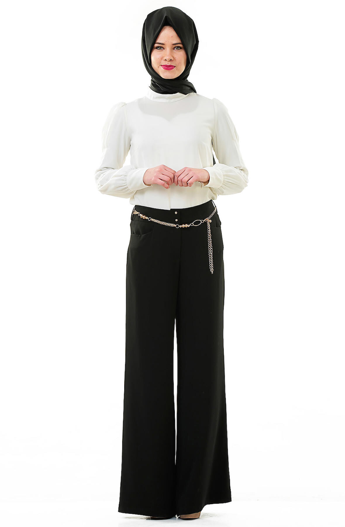 SORALLİNE KADIN PANTOLON BOL PAÇA 1694 SİYAH