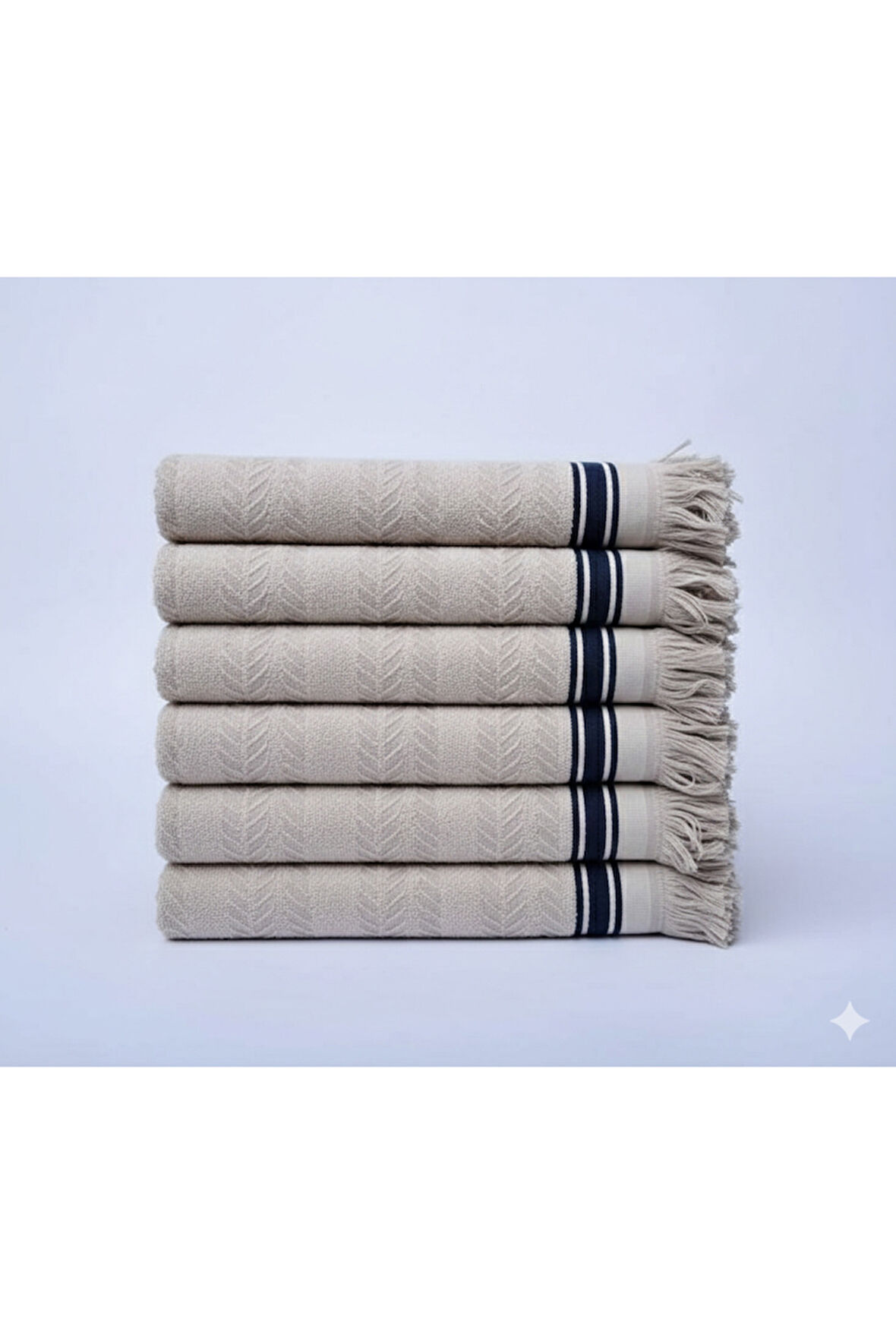 Özdilek Halat Desenli Peştamal 50x90 Cm El-Yüz Havlusu 6'lı Bej