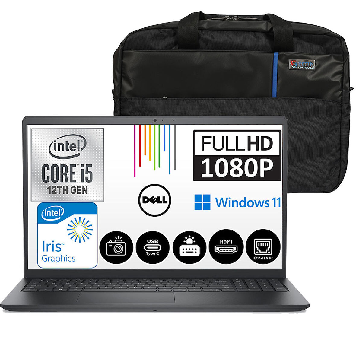 Dell Vostro 3520 Intel Core I5-1235U 8GB 256GB SSD 15.6" Fhd Windows 11 Home Taşınabilir Bilgisayar N1235VN3520EMEAWH01 + Zetta Çanta