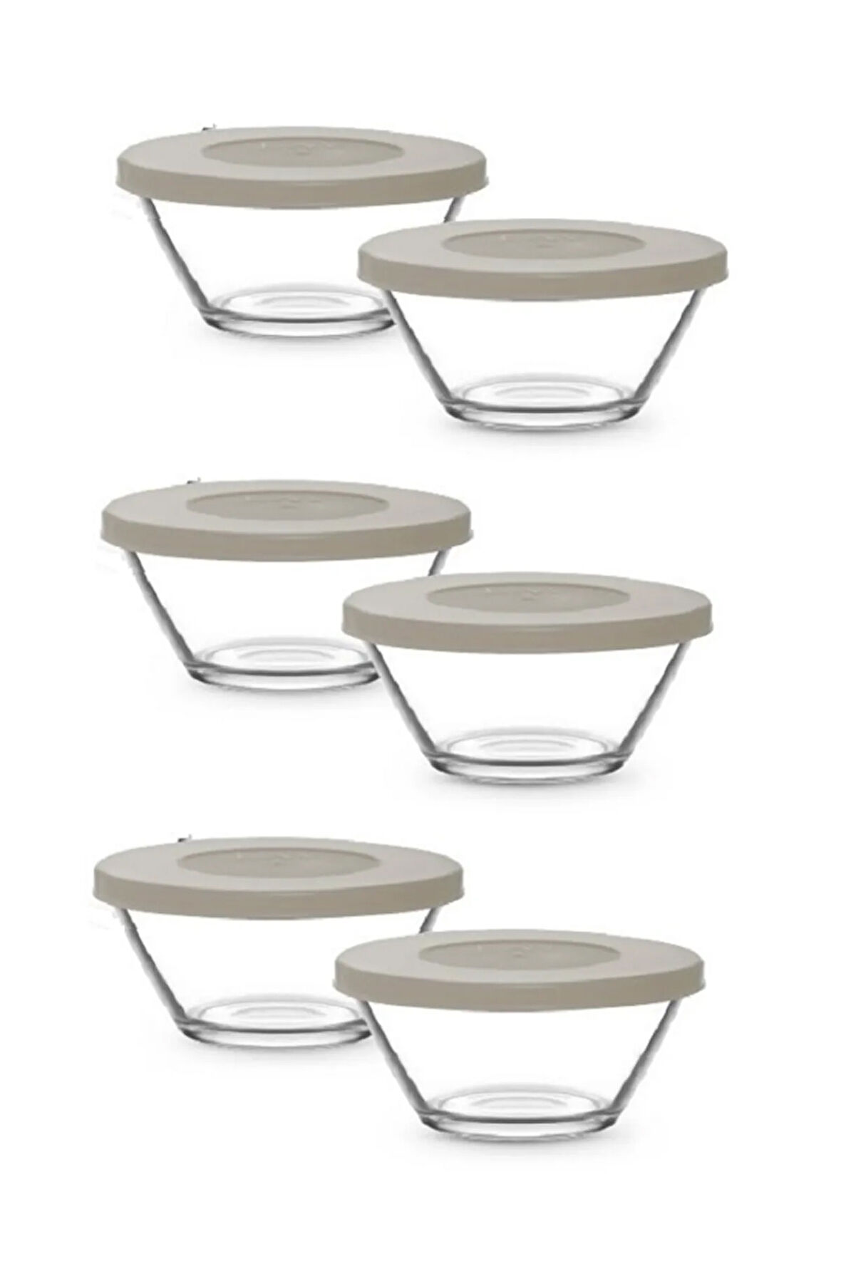 FEYZADE VEGA Saklama Kabı 6 Adet 215cc BEJ KAPAKLI