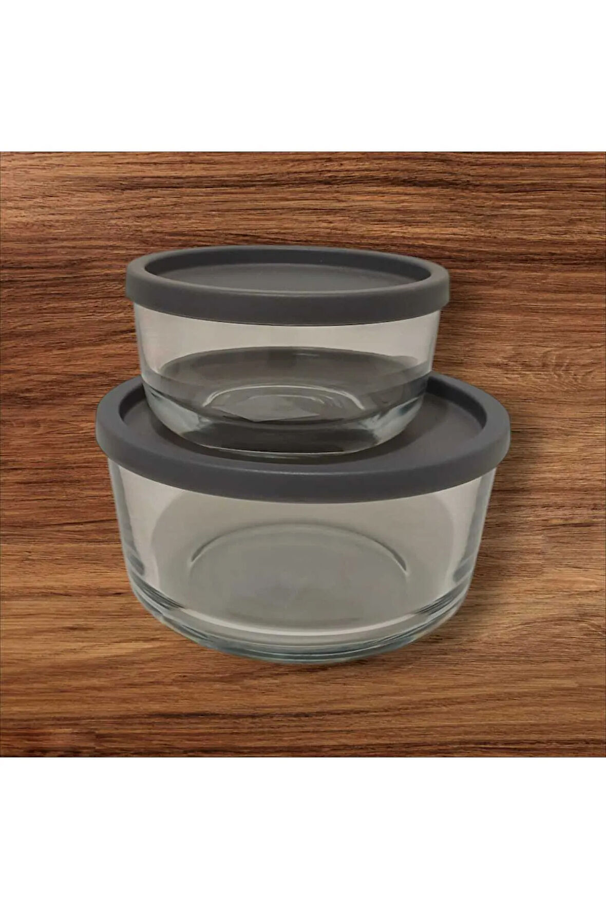 FEYZADE Round Saklama Kabı (380 cc X 1 ADET)- (800cc X 1 ADET) ANTRASİT KAPAKLI