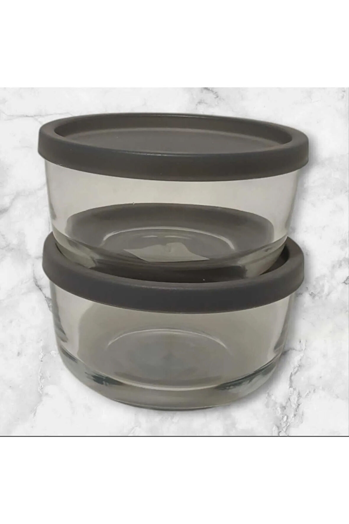 FEYZADE Round Saklama Kabı (800 cc X 2 ADET) ANTRASİT KAPAKLI