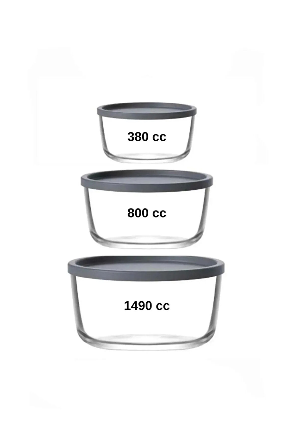 Round Nemostore Saklama Kabı Antrasit 380-800-1490 Cc 3 lü Takım