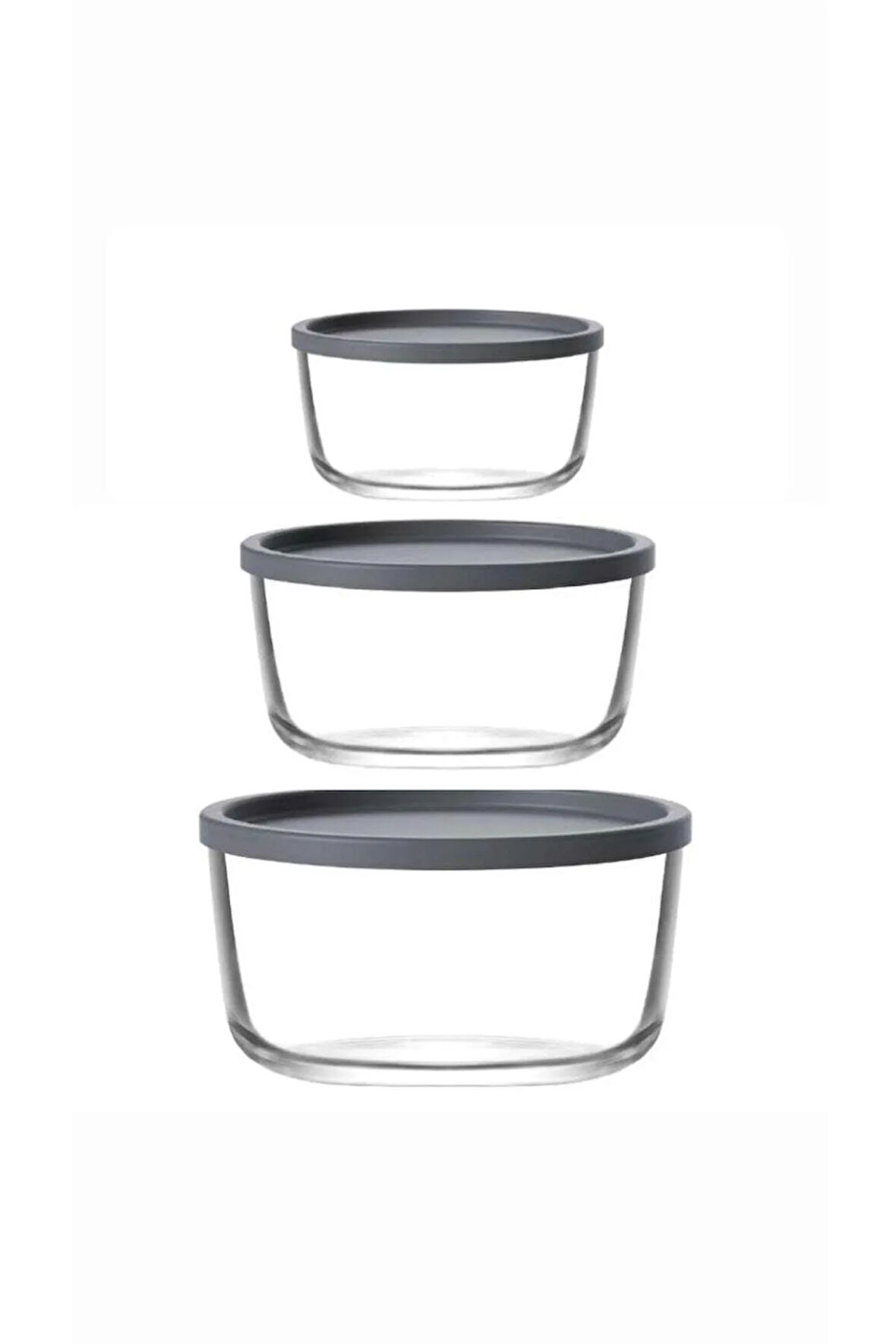 Round Nemostore Saklama Kabı Antrasit 380-800-1490 Cc 3 lü Takım