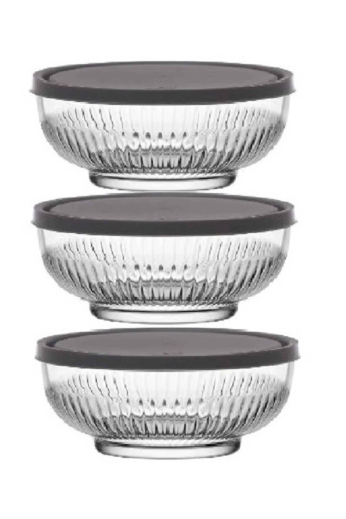 Tokyo Saklama Kabı Seti 3'lü 880cc Gri Kapaklı (TOK-282)