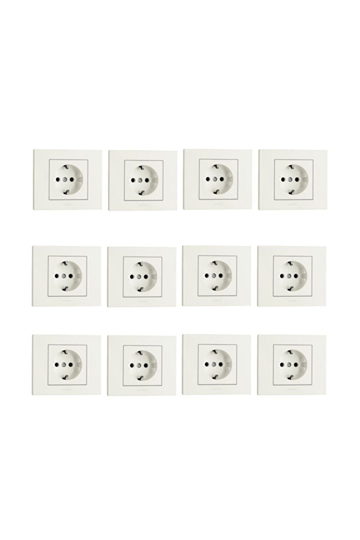 10 Adet Grano Beyaz Topraklı Priz 10'lu Paket / Set Çerçeve Dahil