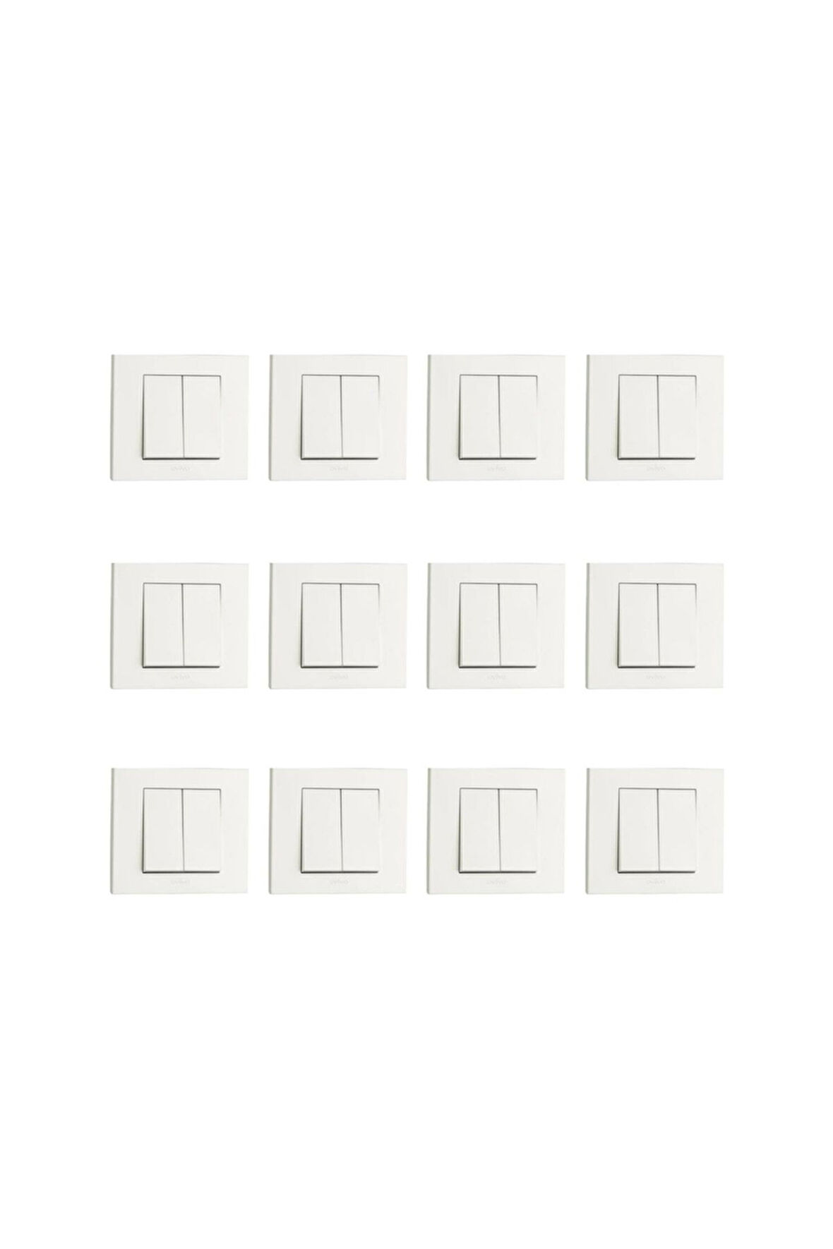 12 Adet Ovivo Grano Beyaz Komütatör İkili Anahtar Çerçeve Dahildir