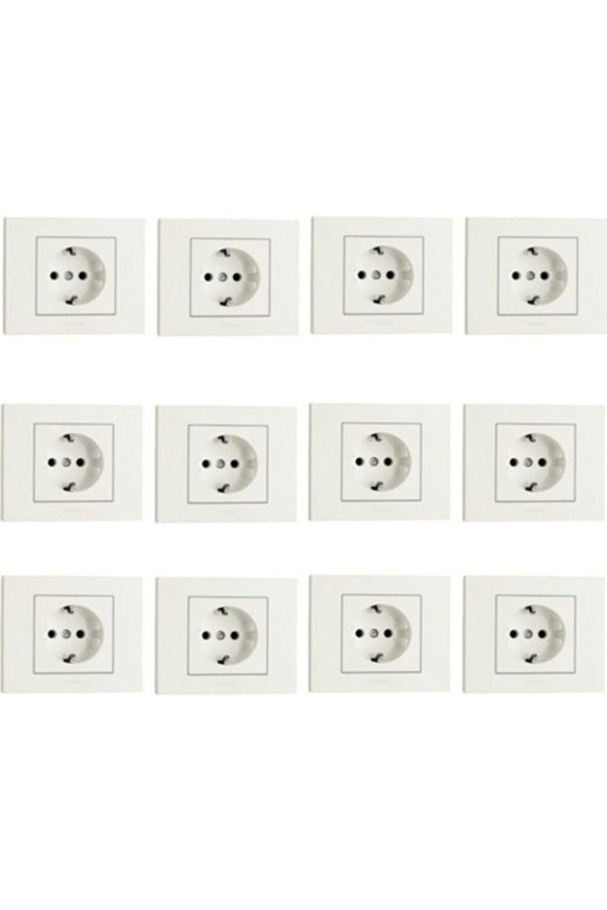 12 Adet Ovivo Grano Beyaz Topraklı Priz Çerçeve Dahildir