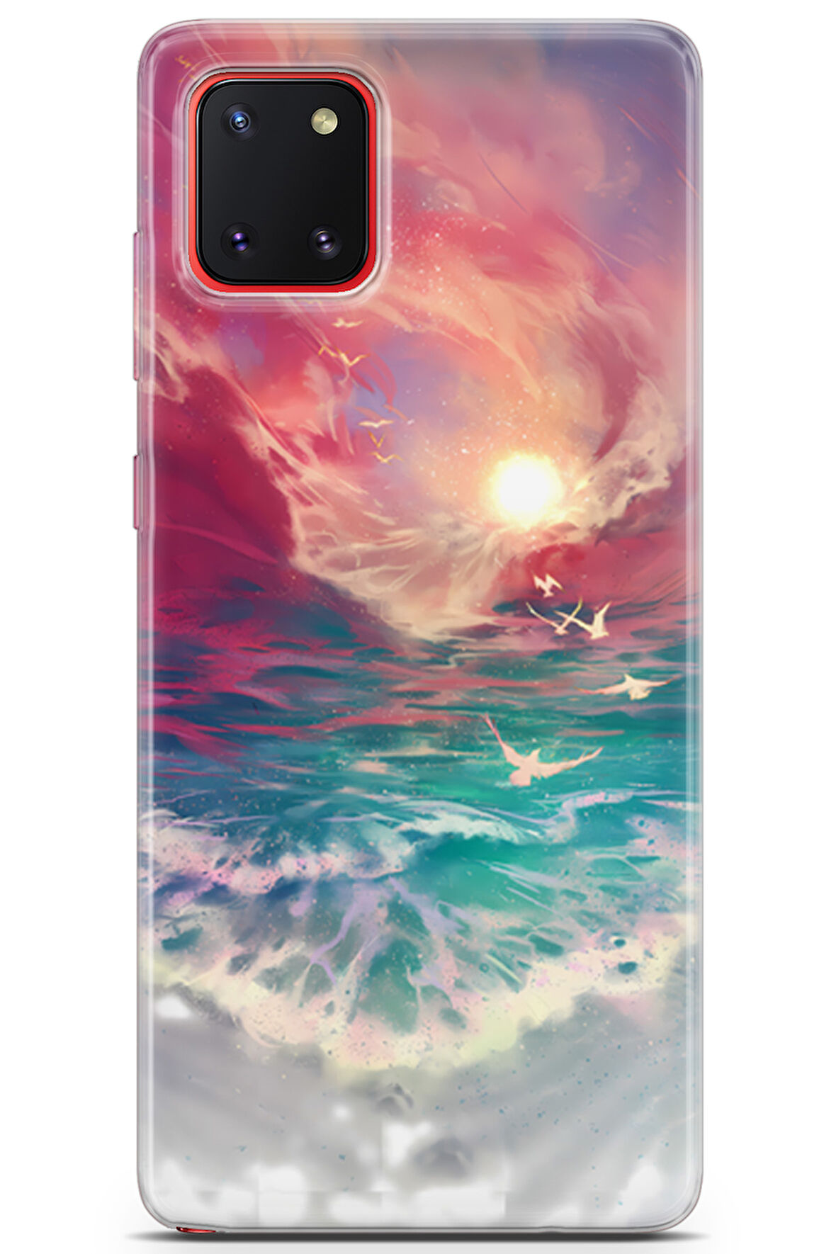 Samsung Galaxy A81 uyumlu Girls 30 UV Lans Gün Batımı Turkuaz