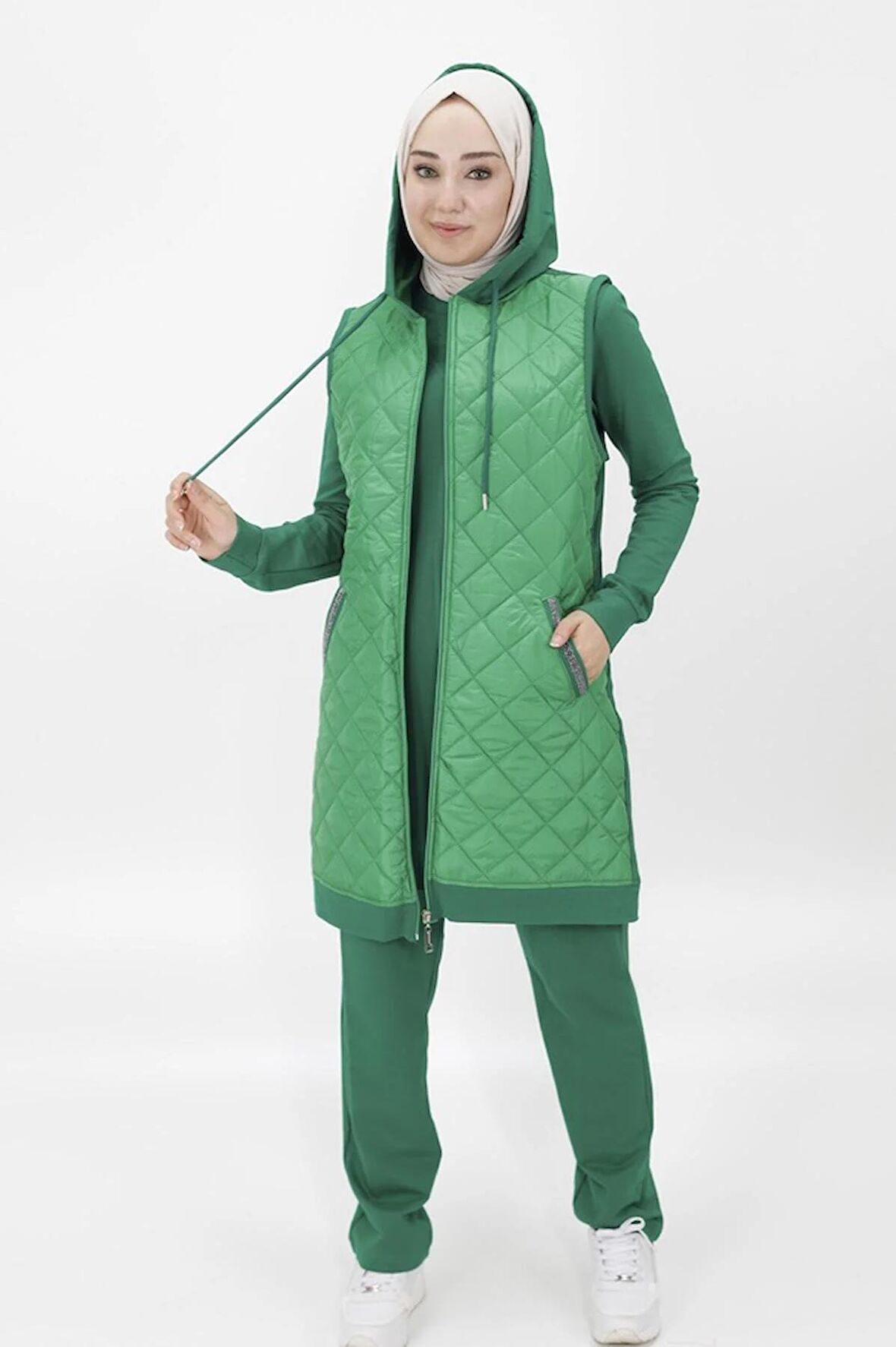 CYLN70060 İKİ İPLİK KUMAŞ YELEKLİ ÜÇLÜ TAKIM