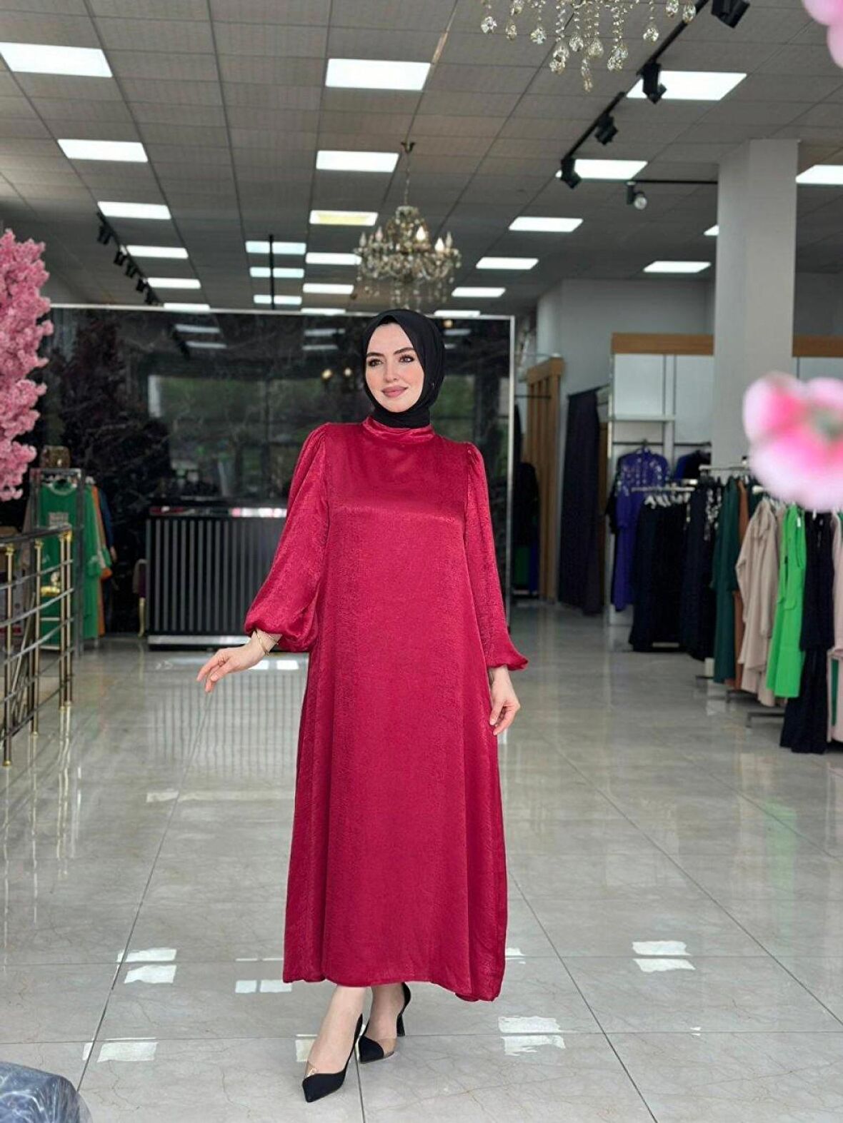 Lale Elbise Bordo Beden 38