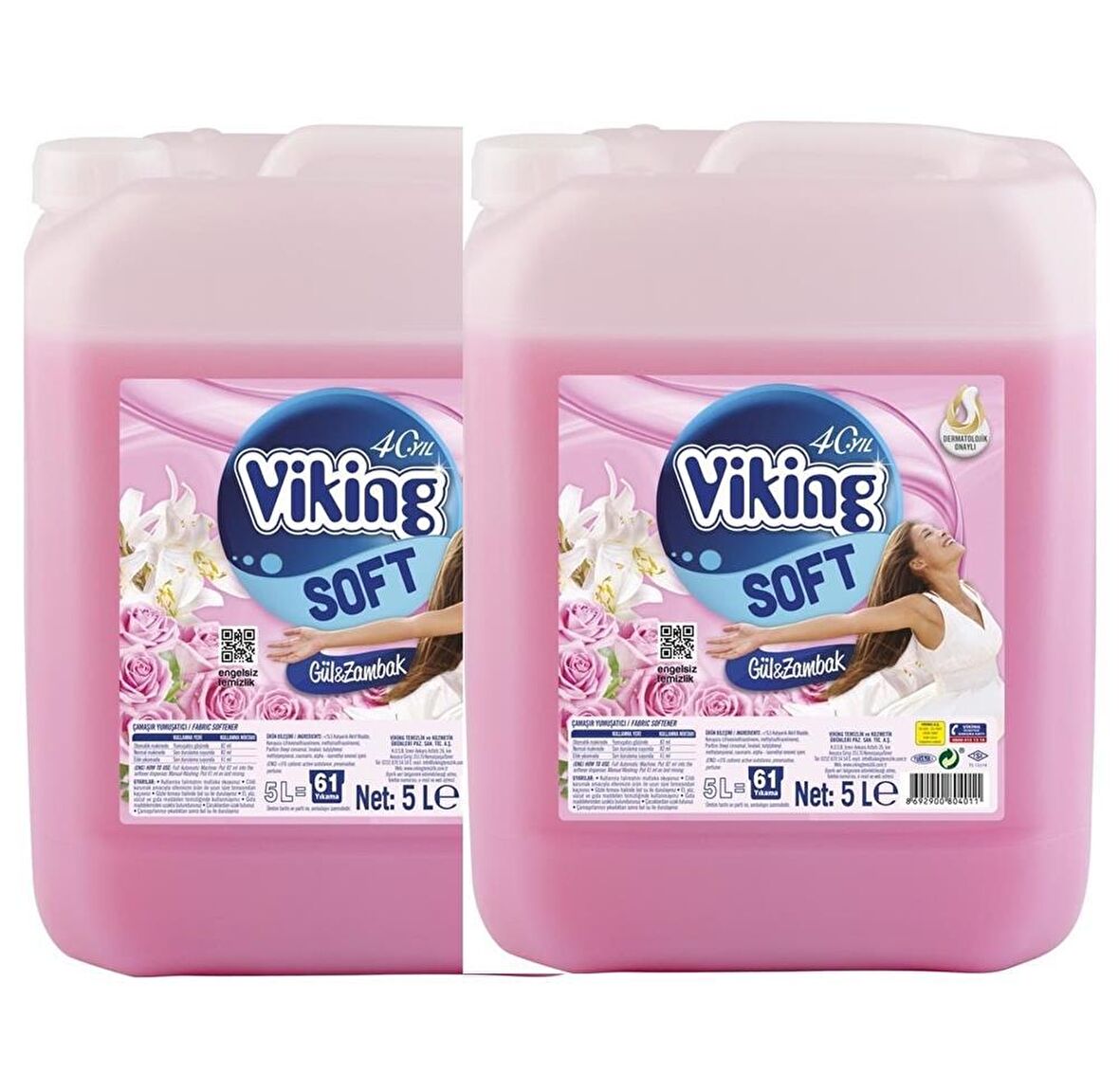 Viking Soft Gül & Zambak Beyazlar ve Renkliler İçin Yumuşatıcı 2 x 5000 ml 122 Yıkama