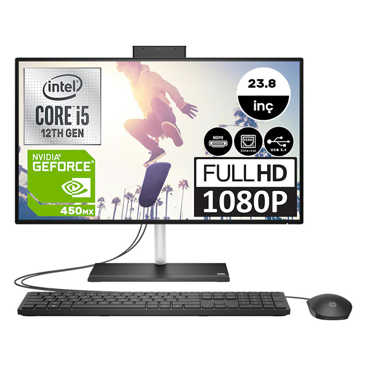 HP 79N36EA05 Intel Core i5-1235U 16 GB Ram 1 TB SSD Nvidia GeForce MX 450 23.8" Full HD All in One PC