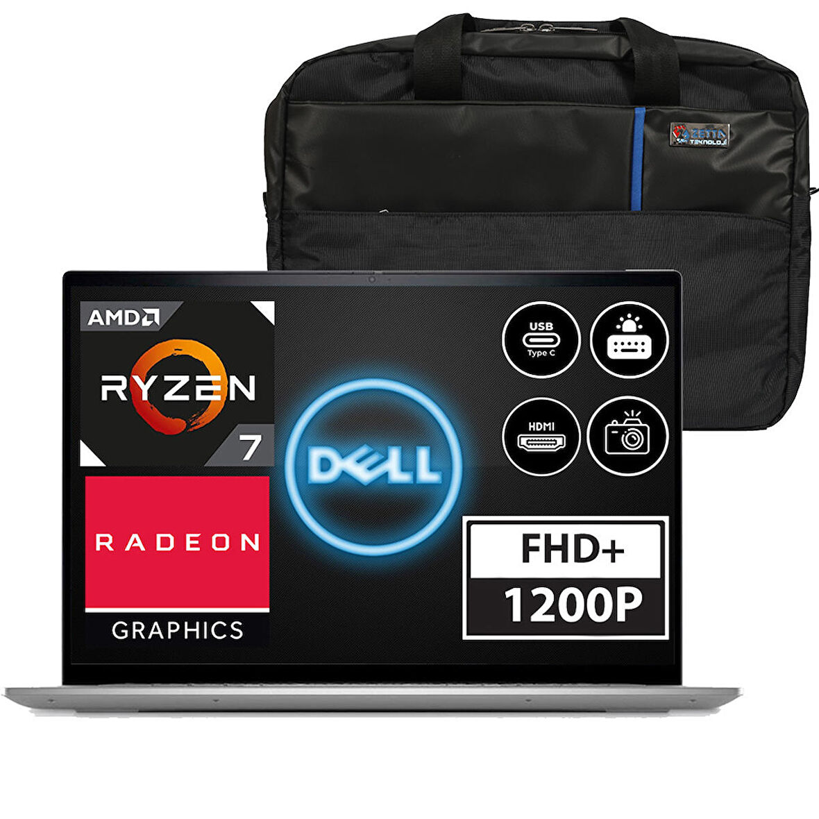 Dell Inspiron 5625 Amd Ryzen 7 5825U 32 GB 2 TB SSD Windows 11 Home 16" Fhd+ Taşınabilir Bilgisayar I5625R7WH06 + Zetta Çanta