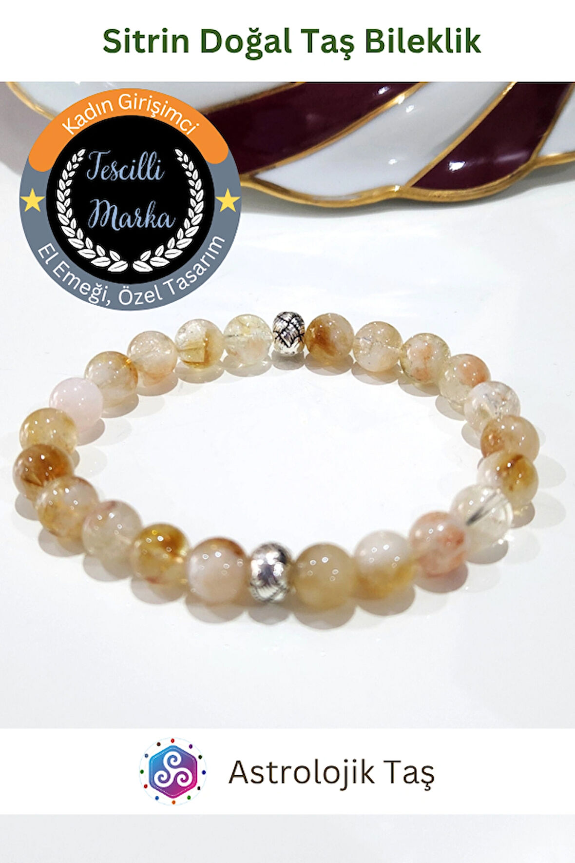 Sitrin Doğal Taş Bileklik - El Emeği - Para Taşı, Başarı, Tüccar Taşı, Enerji, Şans Taşı