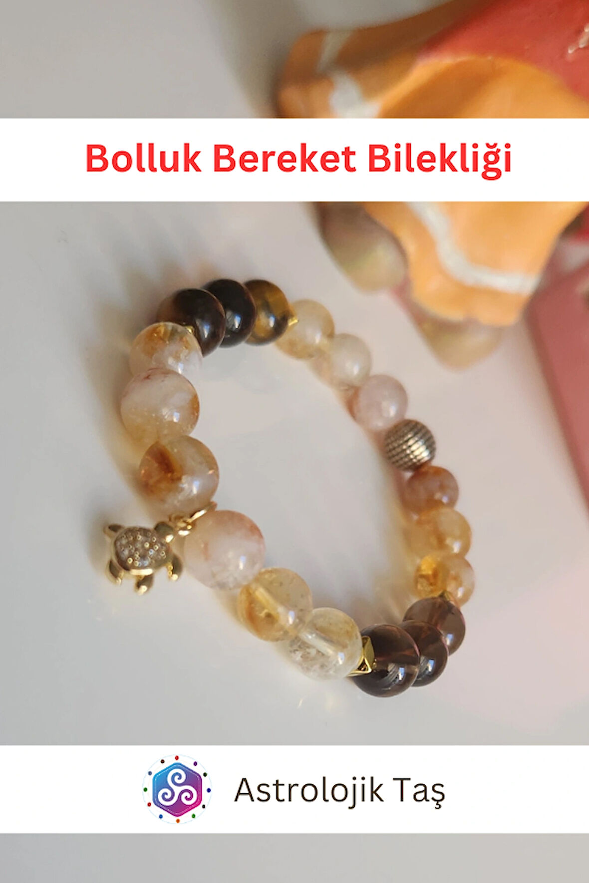 Kadın Bolluk Bereket Bilekliği - Doğal Taş - Para - Bereket - Başarı - Mutluluk - Sitrin - Kaplan Gözü 