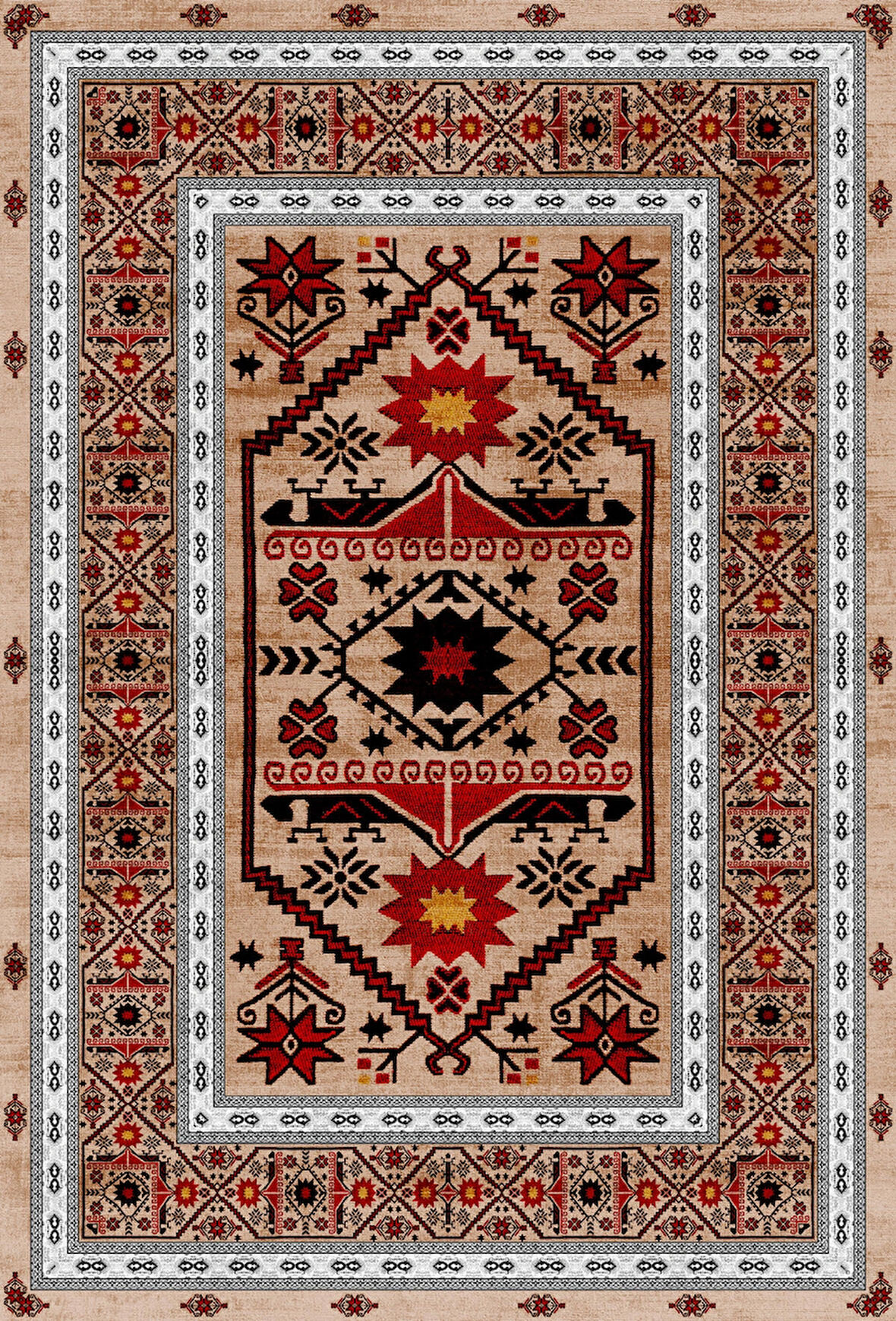 Pamuk Dokuma Taban Kaymaz Yıkanabilir Klasik Desenli  Salon Halısı Mutfak Halısı Koridor Halısı