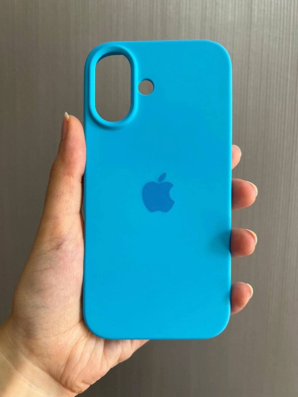 iPhone 16 PLUS Uyumlu Apple Logolu Silikon Içi Kadife Lansman Kılıf