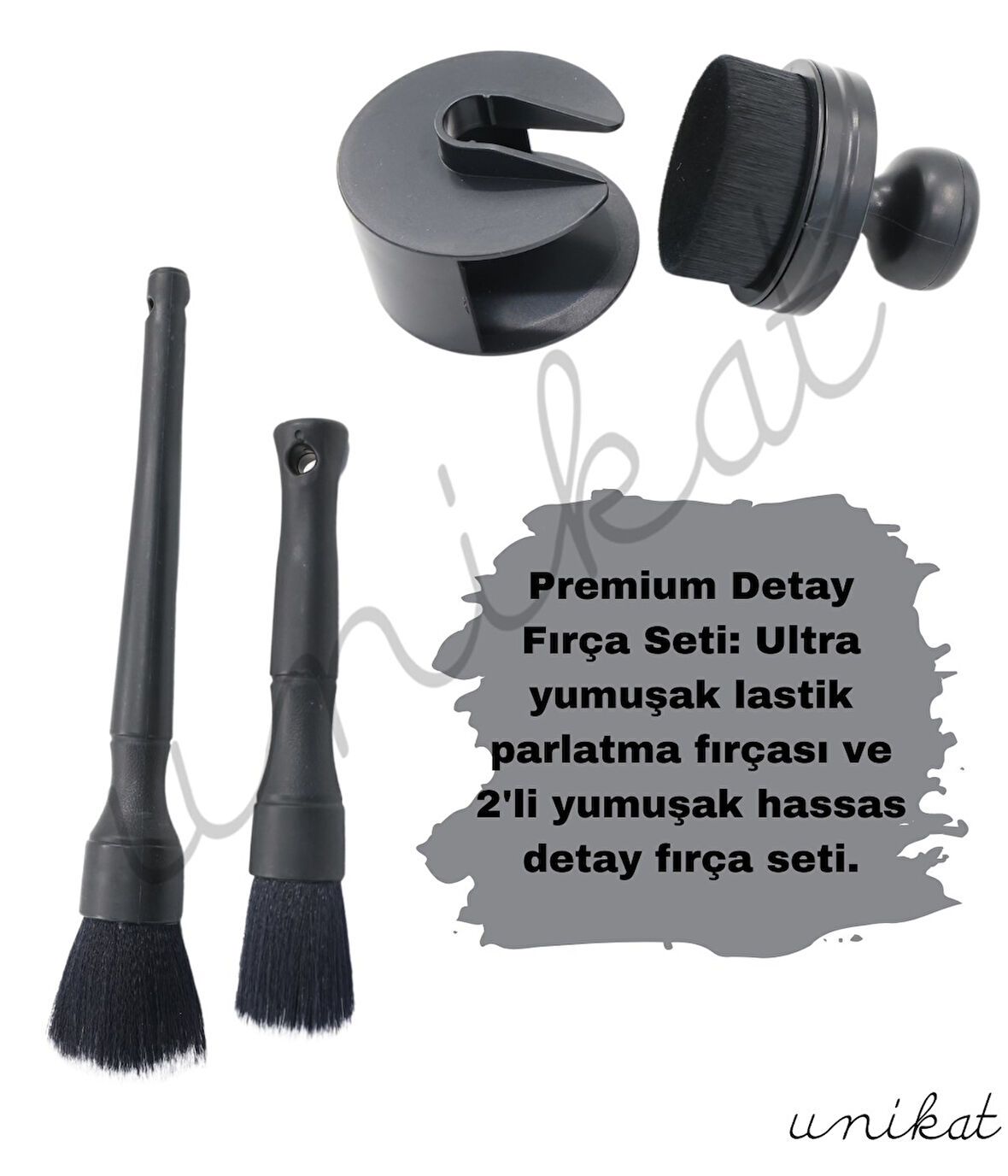 Premium Fırça Seti Ultra yumuşak lastik parlatma fırçası ve 2'li Yumuşak hassas detay fırça seti