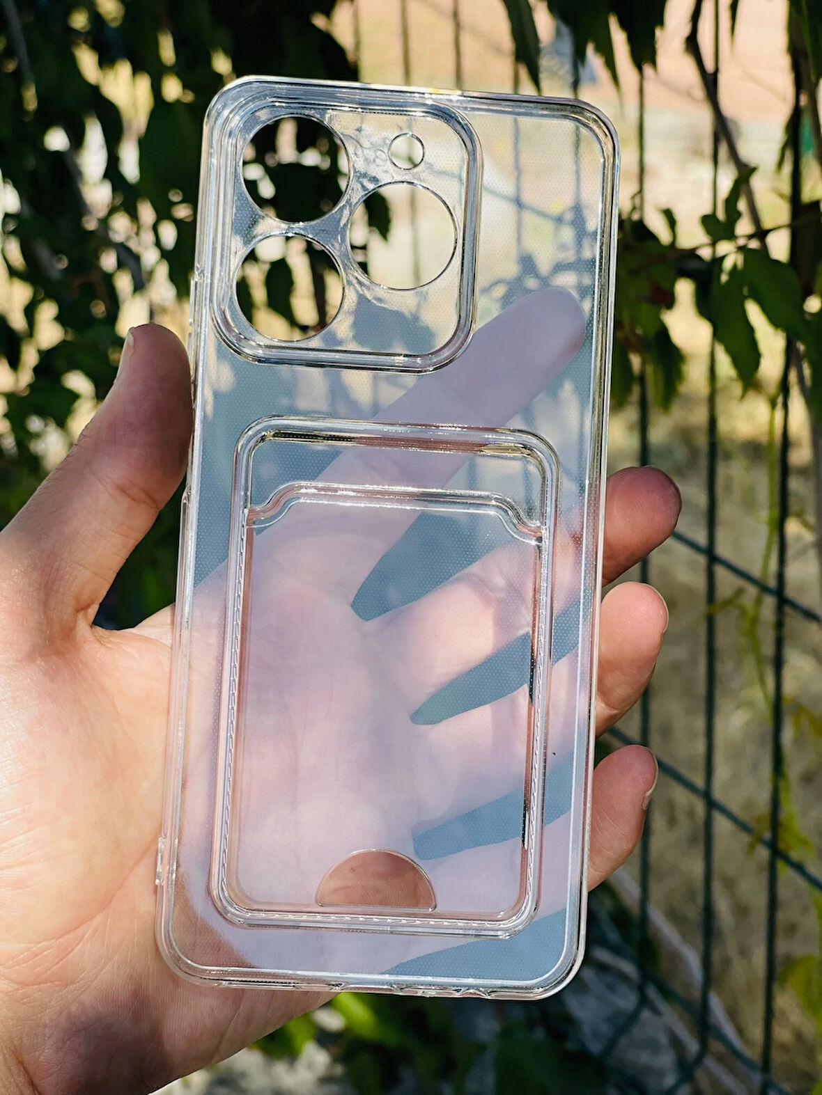 Realme C61 Kılıf Kartlıklı Lüx Şeffaf Silikon Kapak