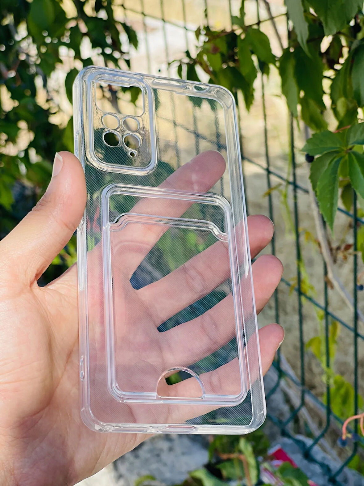 Xiaomi Redmi Note 11S Kılıf Kartlıklı Lüx Şeffaf Silikon Kapak