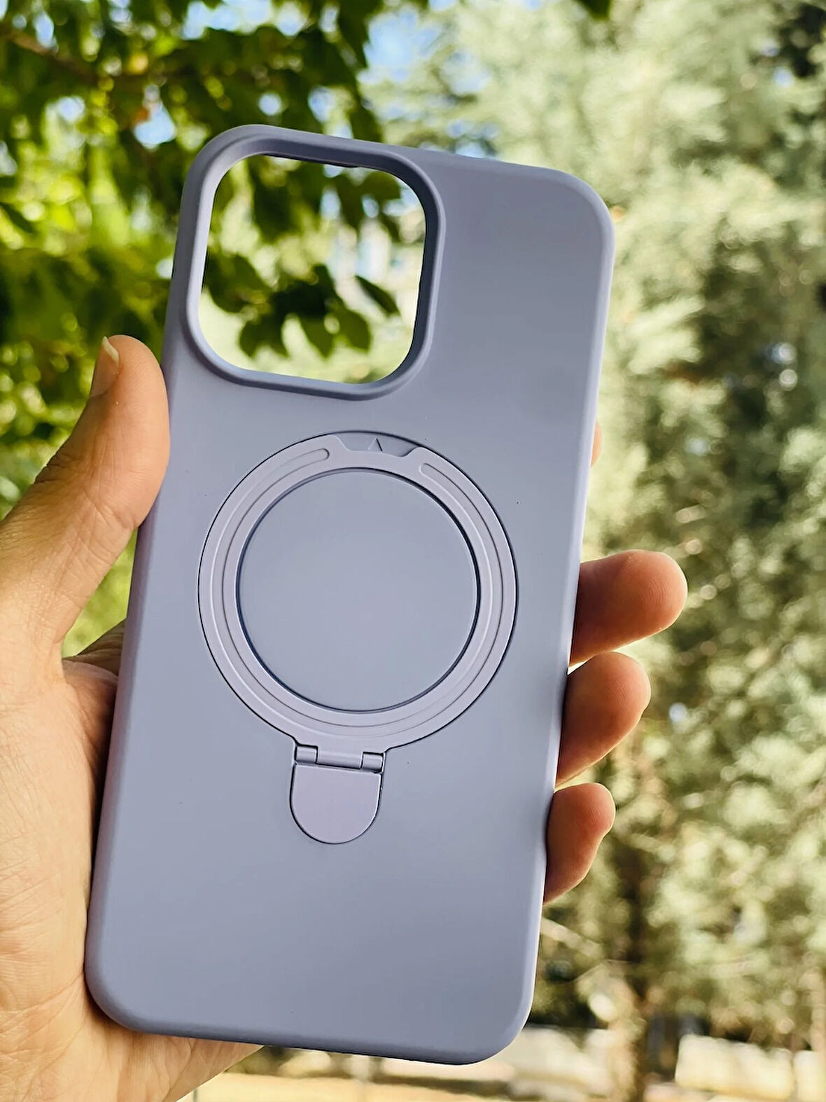 Apple iPhone 15 Plus Kılıf Regal Mgsafe İçi Kadife Soft Standlı Silikon Kapak