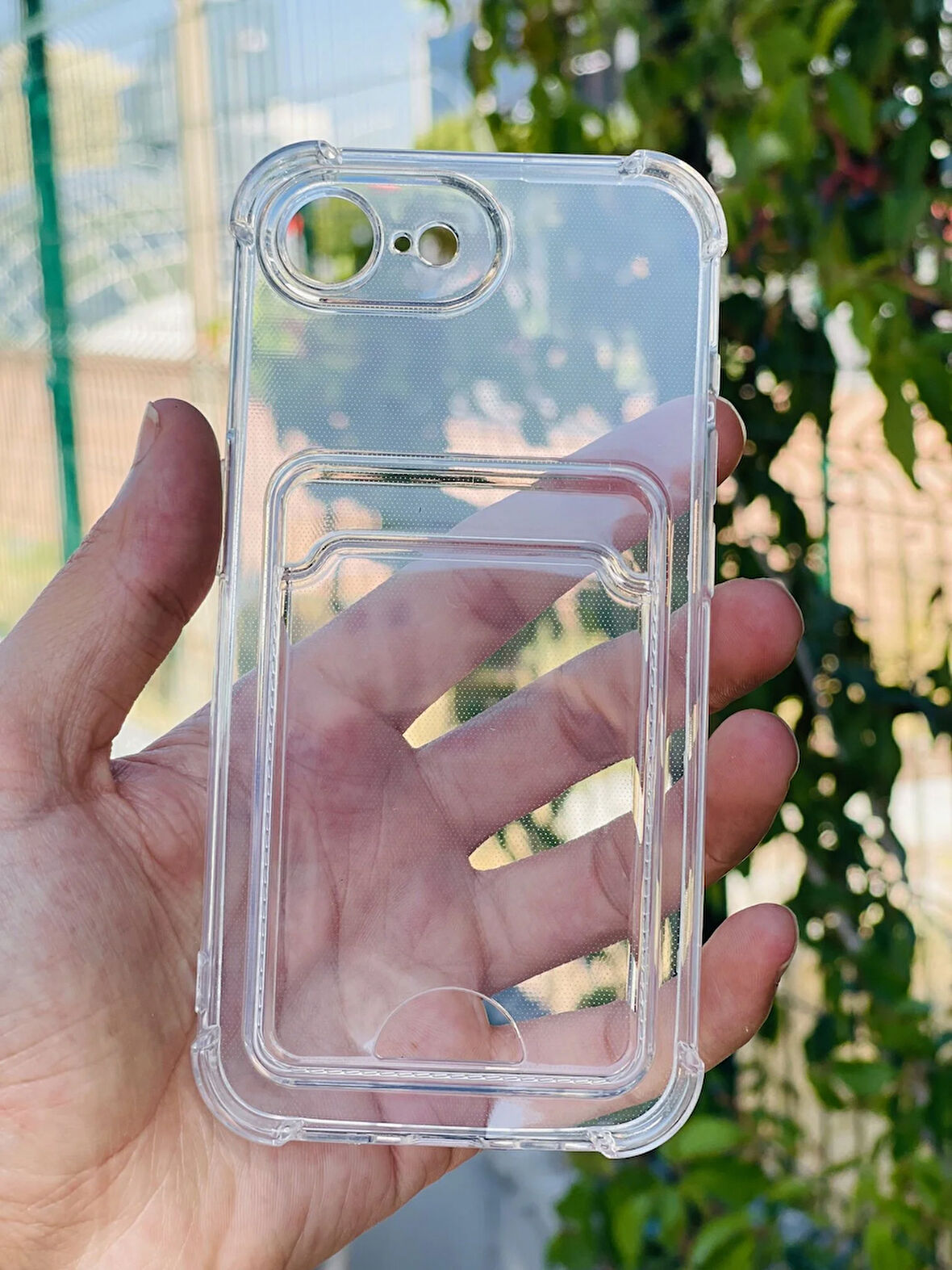 Apple iPhone 16e Kılıf Kartlıklı Lüx Şeffaf Silikon Kapak