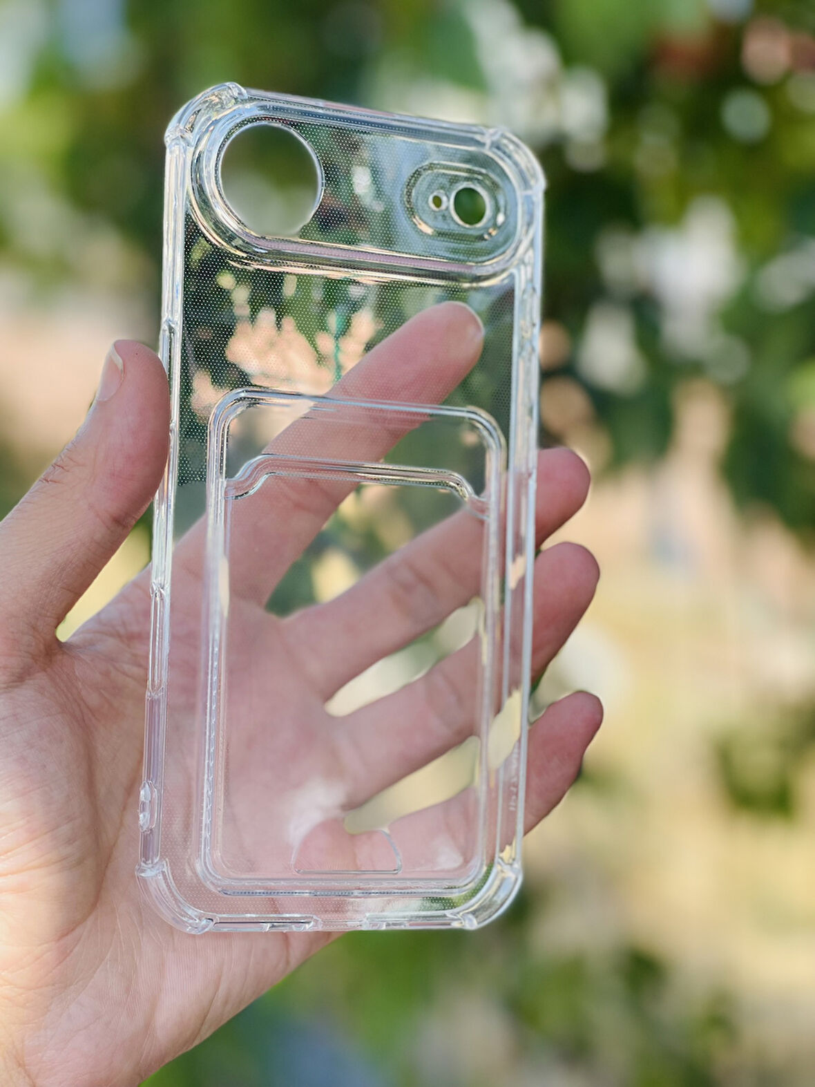 Apple iPhone 17 Air Kılıf Kartlıklı Lüx Şeffaf Silikon Kapak