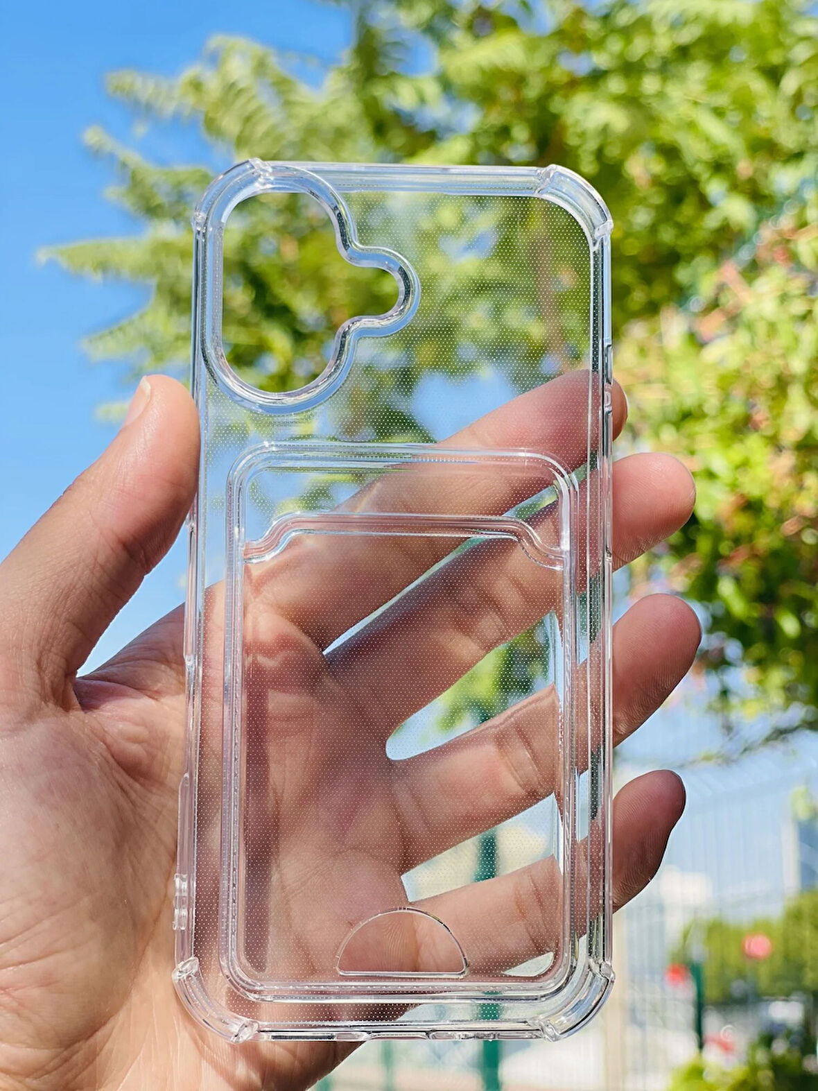 Apple iPhone 17 Kılıf Kartlıklı Lüx Şeffaf Silikon Kapak