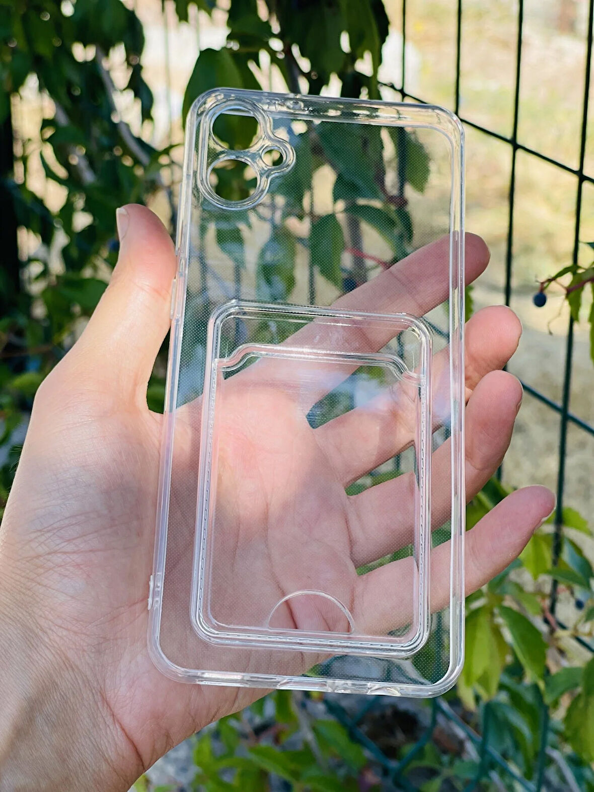 Samsung Galaxy A05 Kılıf Kartlıklı Lüx Şeffaf Silikon Kapak