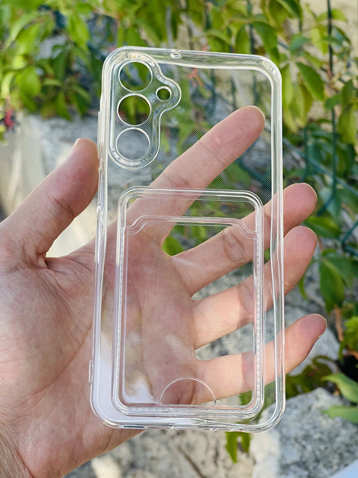Samsung Galaxy S24 Plus Kılıf Kartlıklı Lüx Şeffaf Silikon Kapak