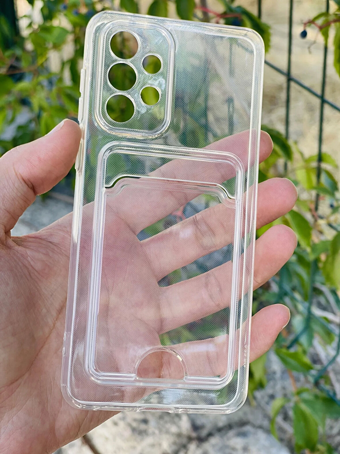 Samsung Galaxy A73 Kılıf Kartlıklı Lüx Şeffaf Silikon Kapak