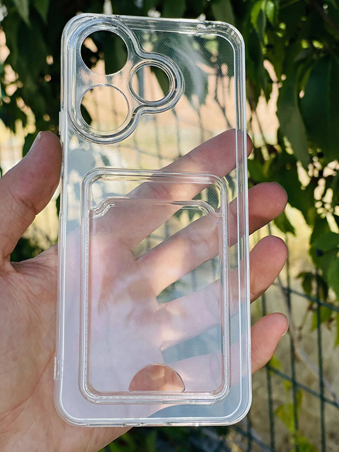 Xiaomi Redmi 13 Kılıf Kartlıklı Lüx Şeffaf Silikon Kapak