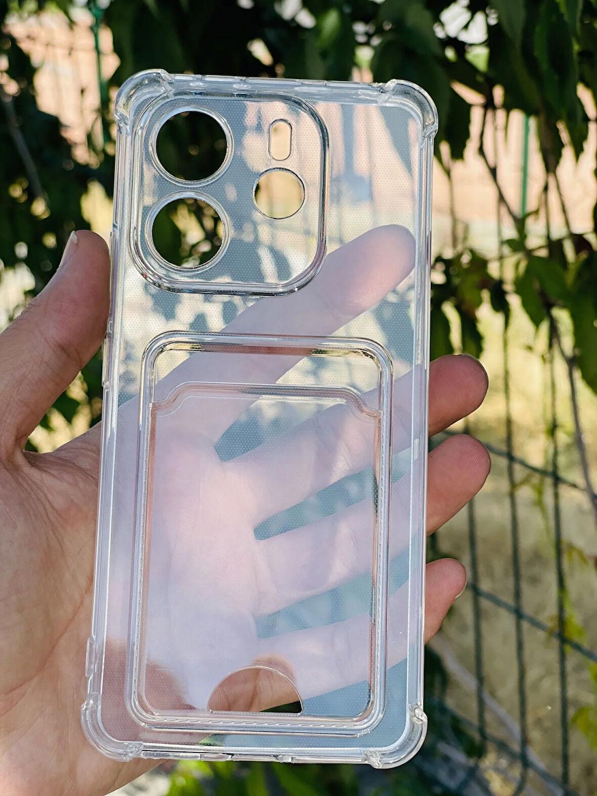 Xiaomi Redmi 14 4G Kılıf Kartlıklı Lüx Şeffaf Silikon Kapak