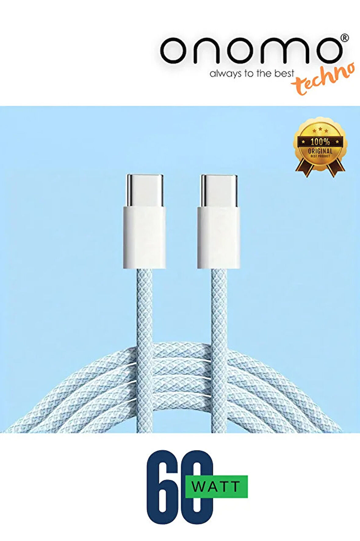 Techno 60w Hızlı Şarj 2 Metre Örgü Kablo Type-C Şarj Kablosu Iphone, Samsung, Xiomai, Huawei