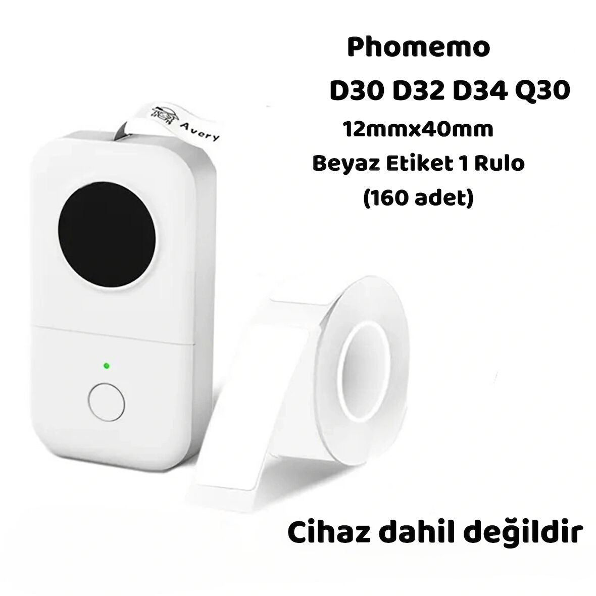 Phomemo (1 RULO) 12x40mm/160adet Beyaz Etiket D30/Q30