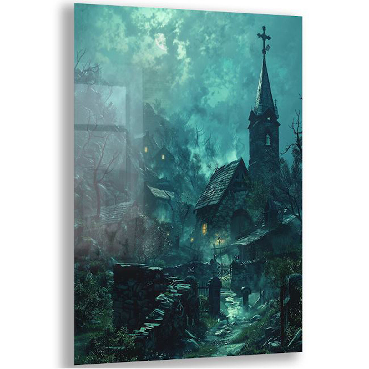 Fantastik ve Korku Cam Tablo - Karışık - Dikey Motif 01-034
